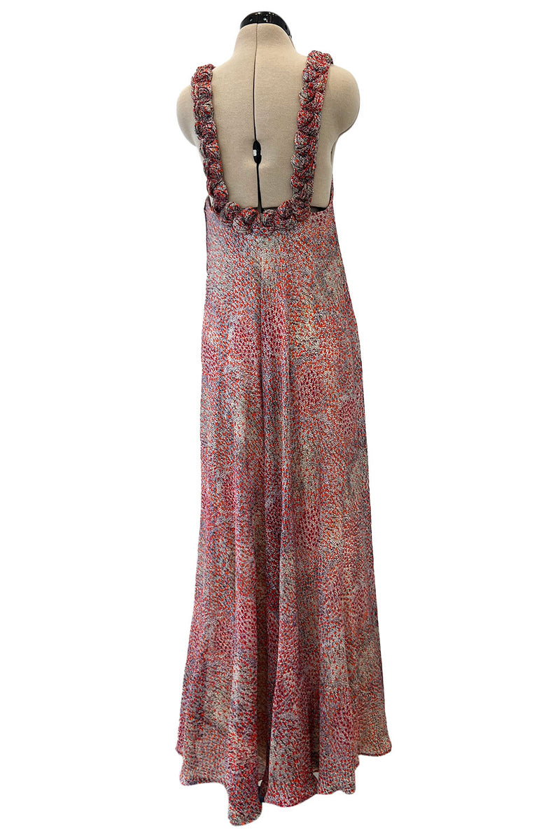 Magical c.1958 Madame Gres Haute Couture Printed Silk Chiffon Dress & Hooded Cape Piece