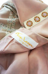1960s Tina Leser Gold Lame Thread Side Slit Tunic Caftan Dress