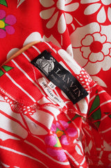 Rare Spring 1973 Lanvin Floral & Stripe Print Maxi Dress