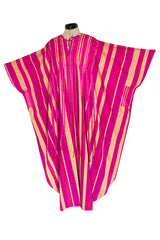 Exceptional 1960s Josefa Mexico Pink Pintuck & Ribbon Cotton Caftan Dress