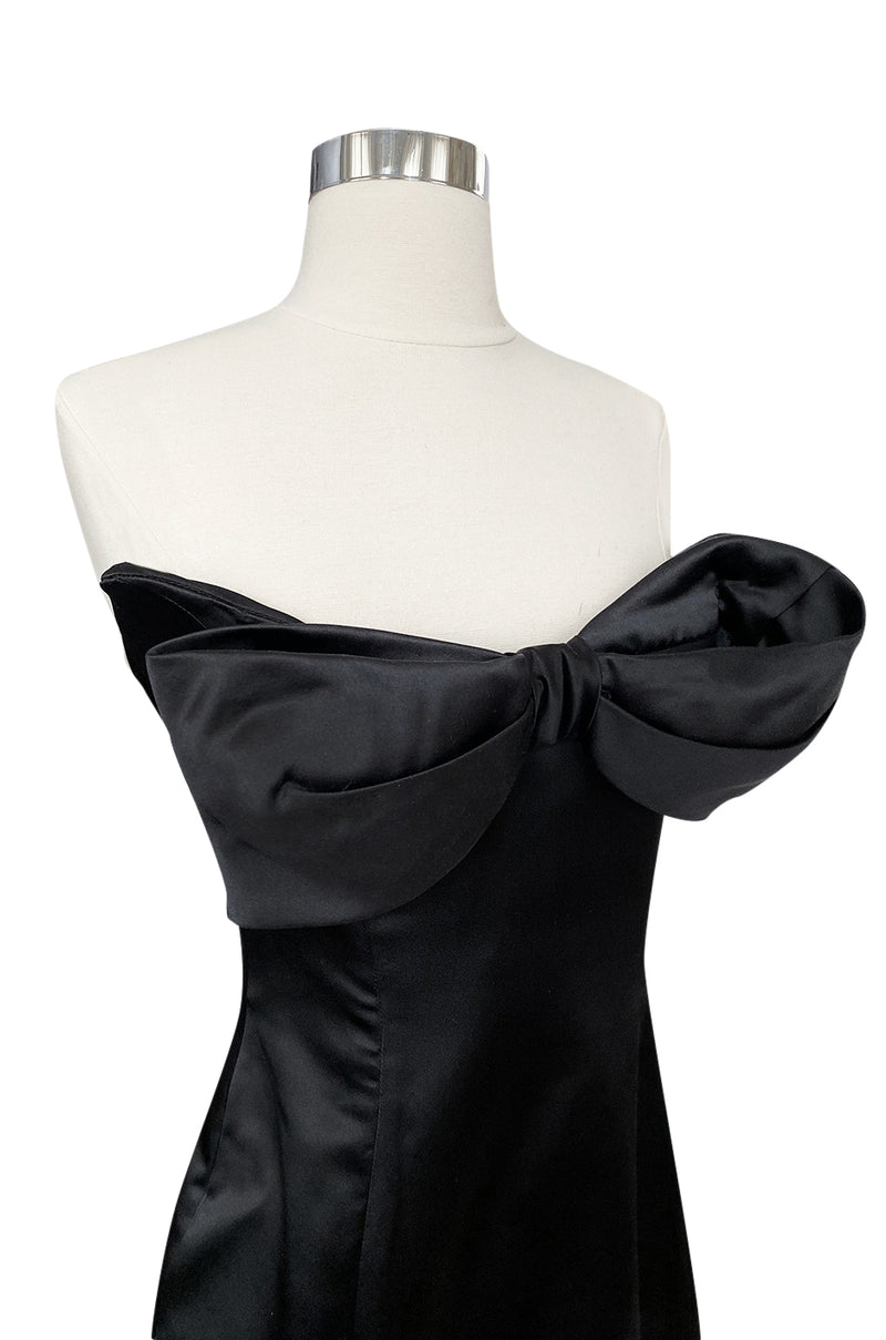 Spring 1996 Vivienne Westwood Bow Front Black Silk Satin Strapless Corset Dress