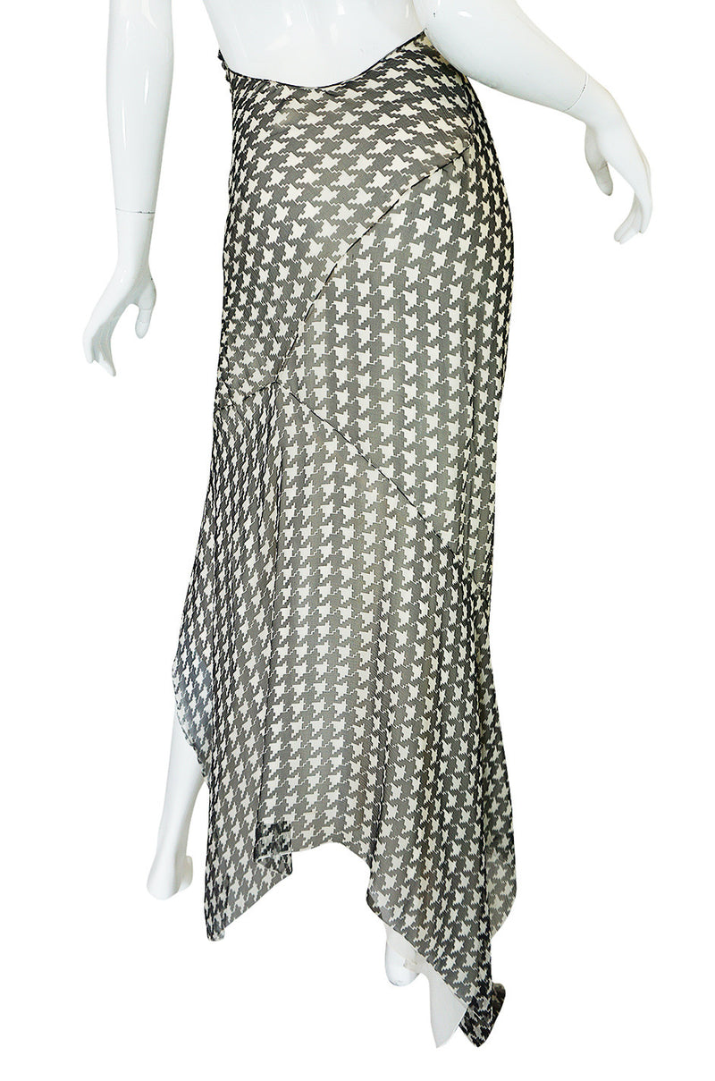Early 2000s Galliano for Dior Check Silk Chiffon Bias Cut Dress