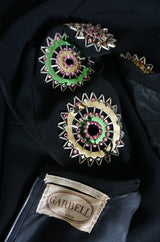1960s Striking Medallion Embellished Black Dress