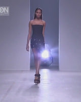 Micro Mini Spring 2014 Anthony Vaccarello Runway Strapless Mini Dress w Gold Dome Buttons