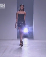 Micro Mini Spring 2014 Anthony Vaccarello Runway Strapless Mini Dress w Gold Dome Buttons