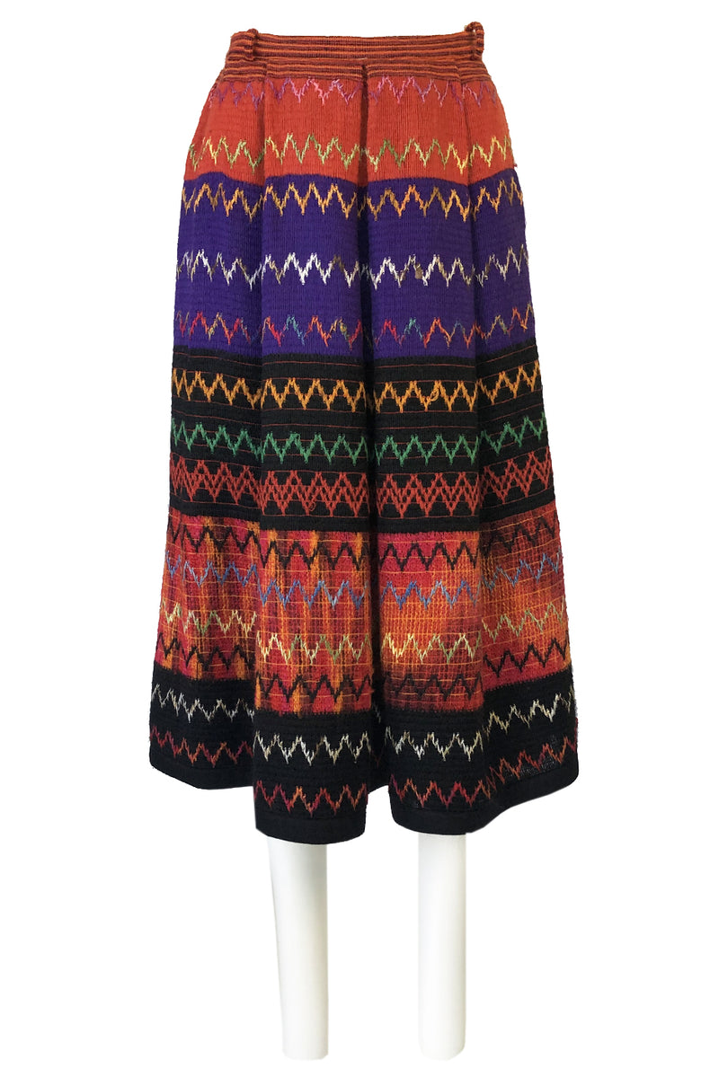 1970s Lanvin Numbered Haute Couture Hand Woven Knit Embroidery Skirt