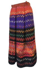 1970s Lanvin Numbered Haute Couture Hand Woven Knit Embroidery Skirt