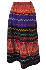 1970s Lanvin Numbered Haute Couture Hand Woven Knit Embroidery Skirt