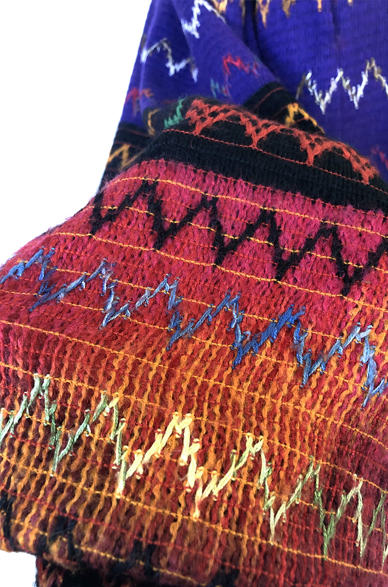 1970s Lanvin Numbered Haute Couture Hand Woven Knit Embroidery Skirt