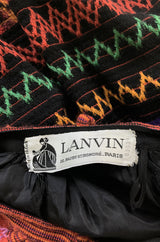 1970s Lanvin Numbered Haute Couture Hand Woven Knit Embroidery Skirt
