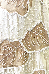 Incredible 1950s Harvey Berin Couture Densely Beaded Ivory Silk Dress