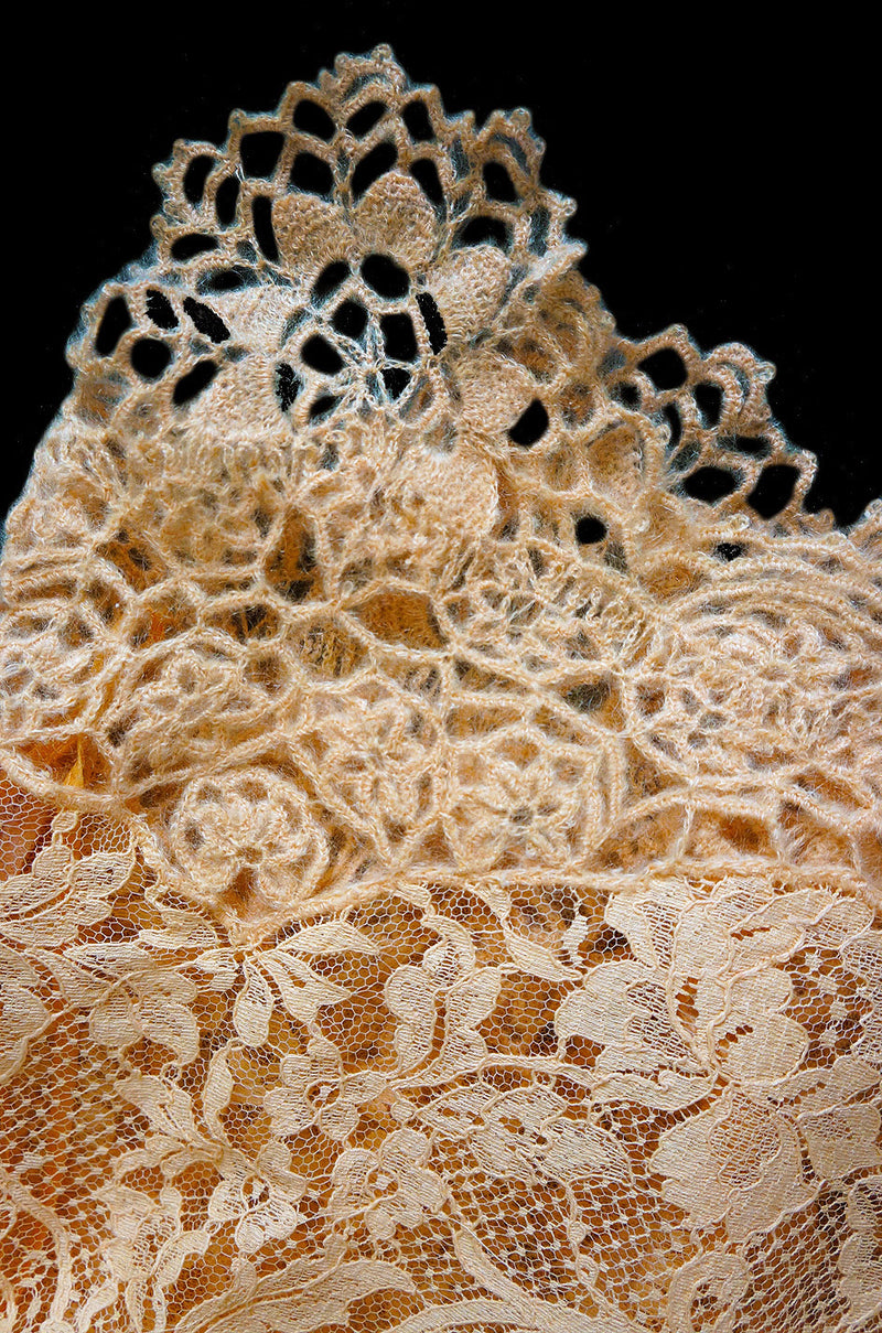 1990s Pale Peach Lace & Knit Valentino