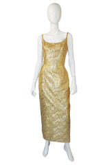 1960s Mr Blackwell Gold Brocade Gown