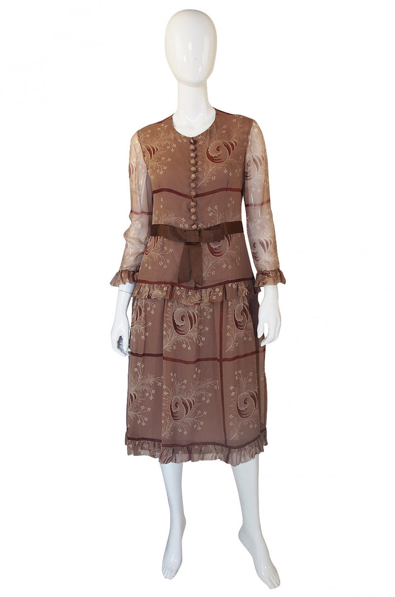 1960s Fine Barocco Silk Chiffon Day Dress