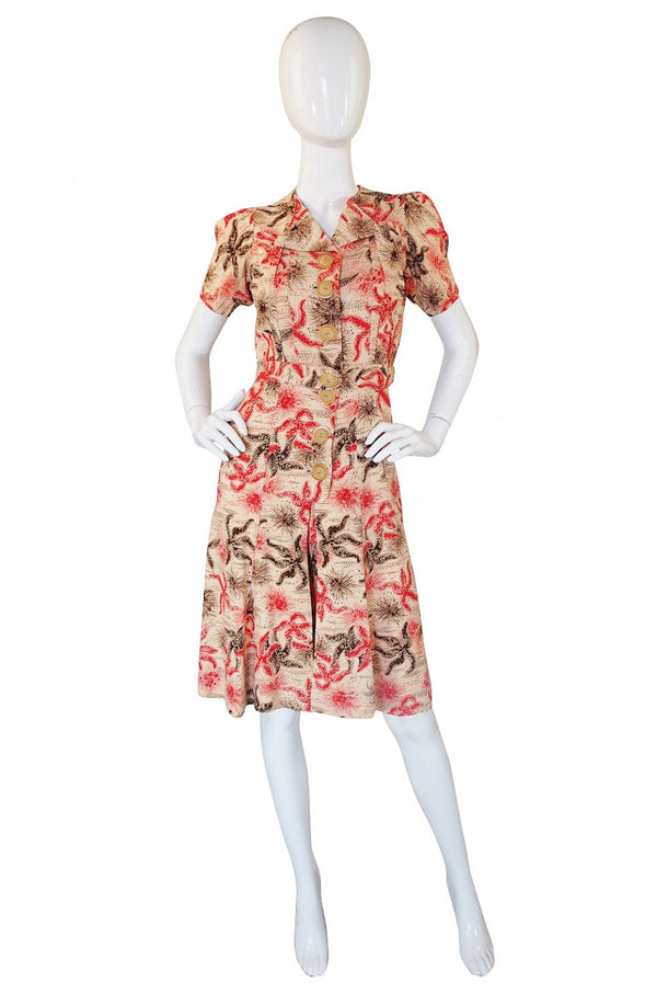 1940s Starfish Playsuit Dress with Shorts