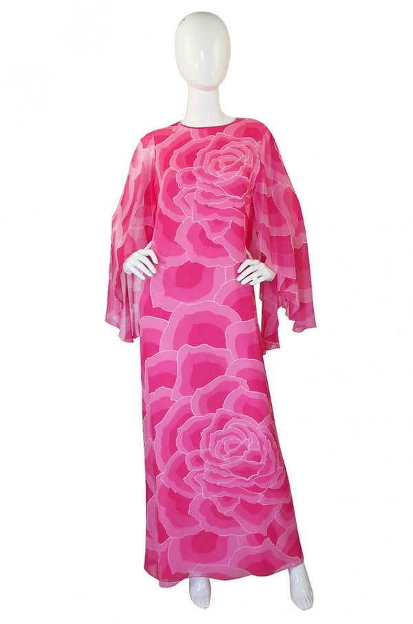 1970s Silk Chiffon Hanae Mori Gown