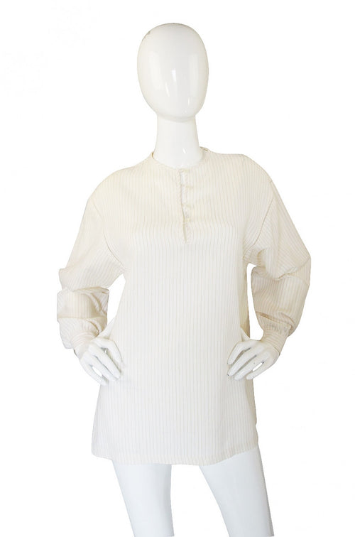 1970s Valentino Linen Striped Top