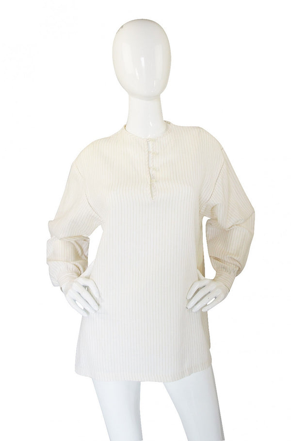 1970s Valentino Linen Striped Top
