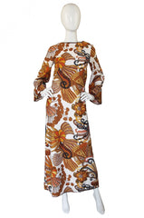 1970s Jean Allen Printed Caftan Maxi