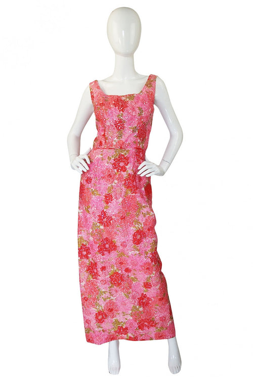 1960s Pink Sequin Evening Dress