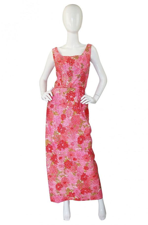 1960s Pink Sequin Evening Dress