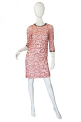 1960s Beaded Pink Shift Dress