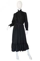 1970s Valentino Black Linen Dress