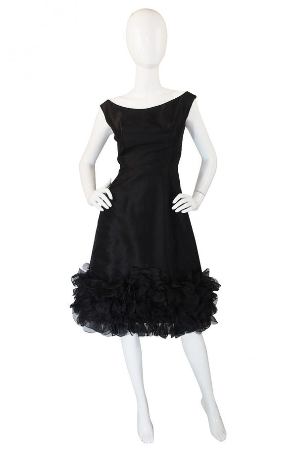 1960s Ruffled Bottom Organza Dress
