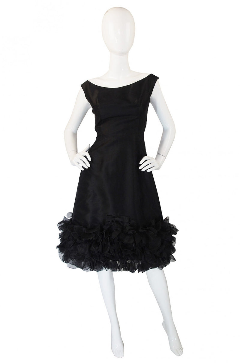 1960s Ruffled Bottom Organza Dress