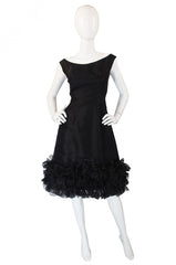 1960s Ruffled Bottom Organza Dress