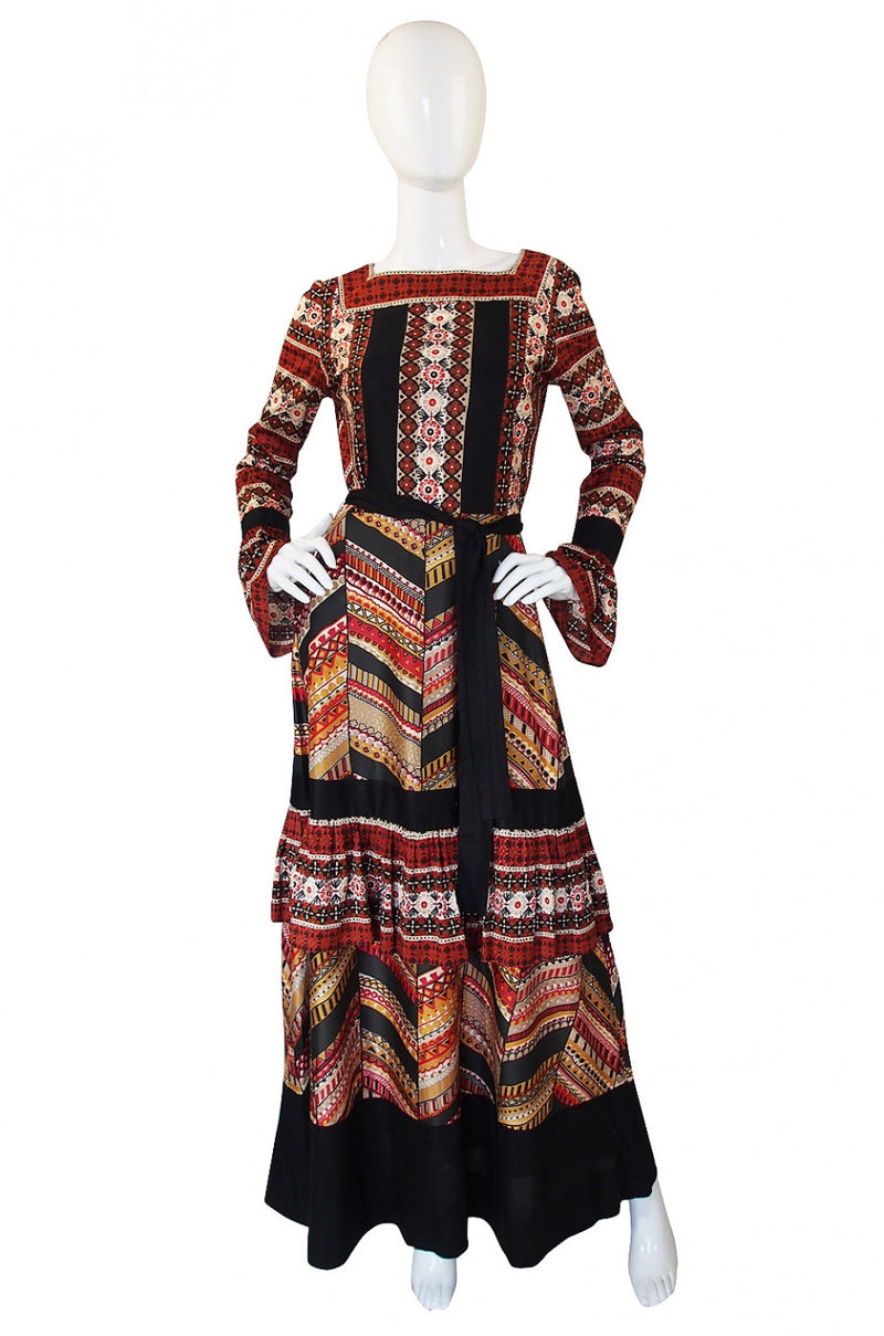 1960s Printed Jean Varon Maxi Dress Shrimpton Couture 1960s Printed Jean Varon Maxi Dress Shrimpton Couture