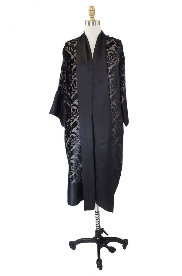 1920s Silk Devore & Chiffon Flapper Robe