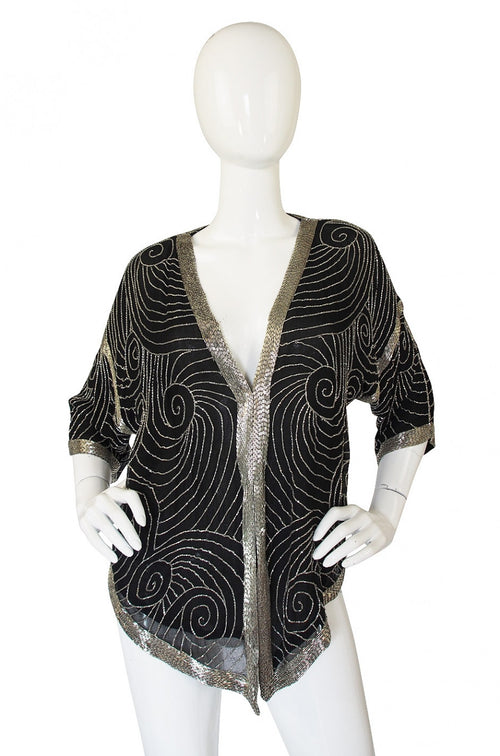 1970s Beaded Silk Top or Jacket