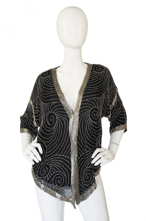 1970s Beaded Silk Top or Jacket