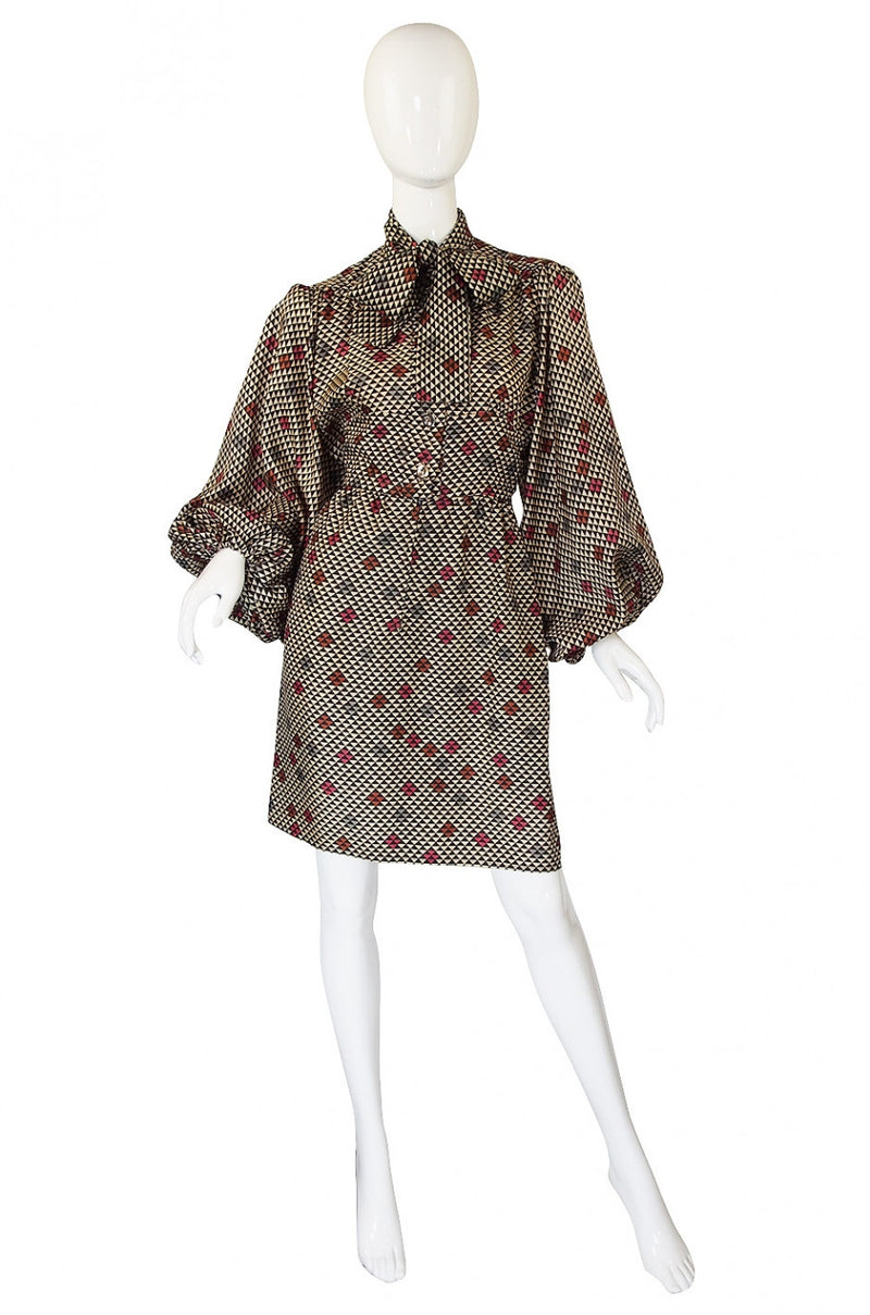 1970s Jean Varon Balloon Sleeve Dress