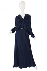 c2000s Yves Saint Laurent Midnight Blue Silk Bias Cut Dress