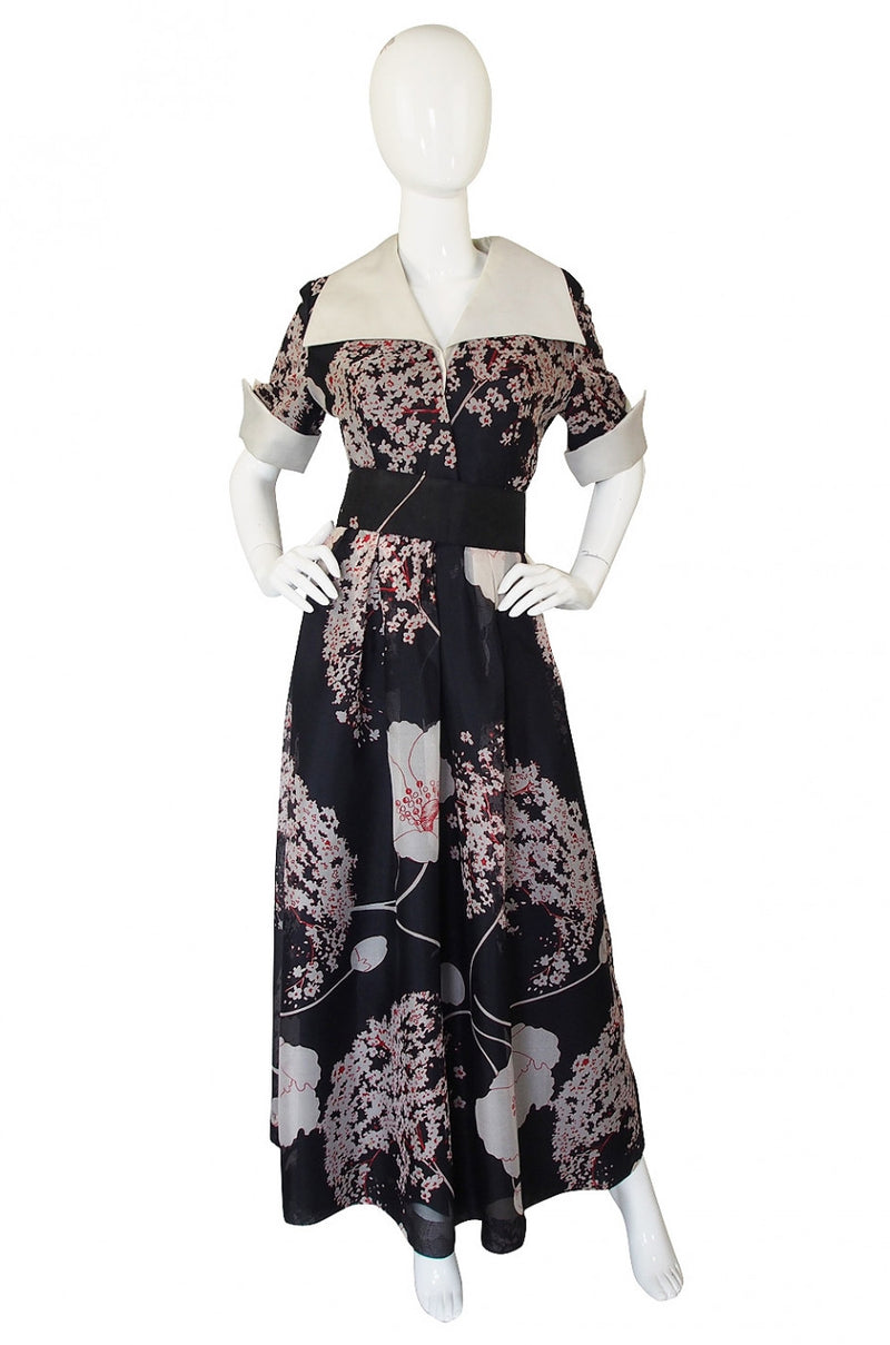 1960s Silk Organza Maxi Dress