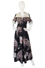 1960s Silk Organza Maxi Dress