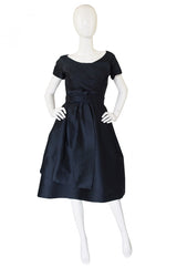 1950s Deep Navy Silk Dior Bow Dress