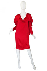 1980s Holly Harp Red Silk Dress