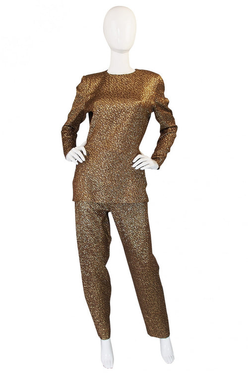 1960s Pierre Balmain Gold Silk Brocade Set