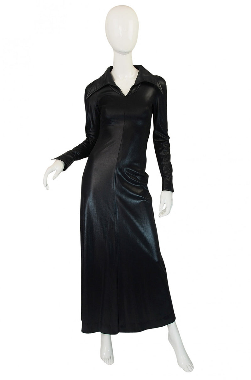 long sleeve wet look dress Bodycon Wet Look Dress I Feminine Dresses for AMAB Bodies 2X / Black