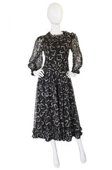 Rare 1960s Sybil Connolly Silk Ruffle Dress
