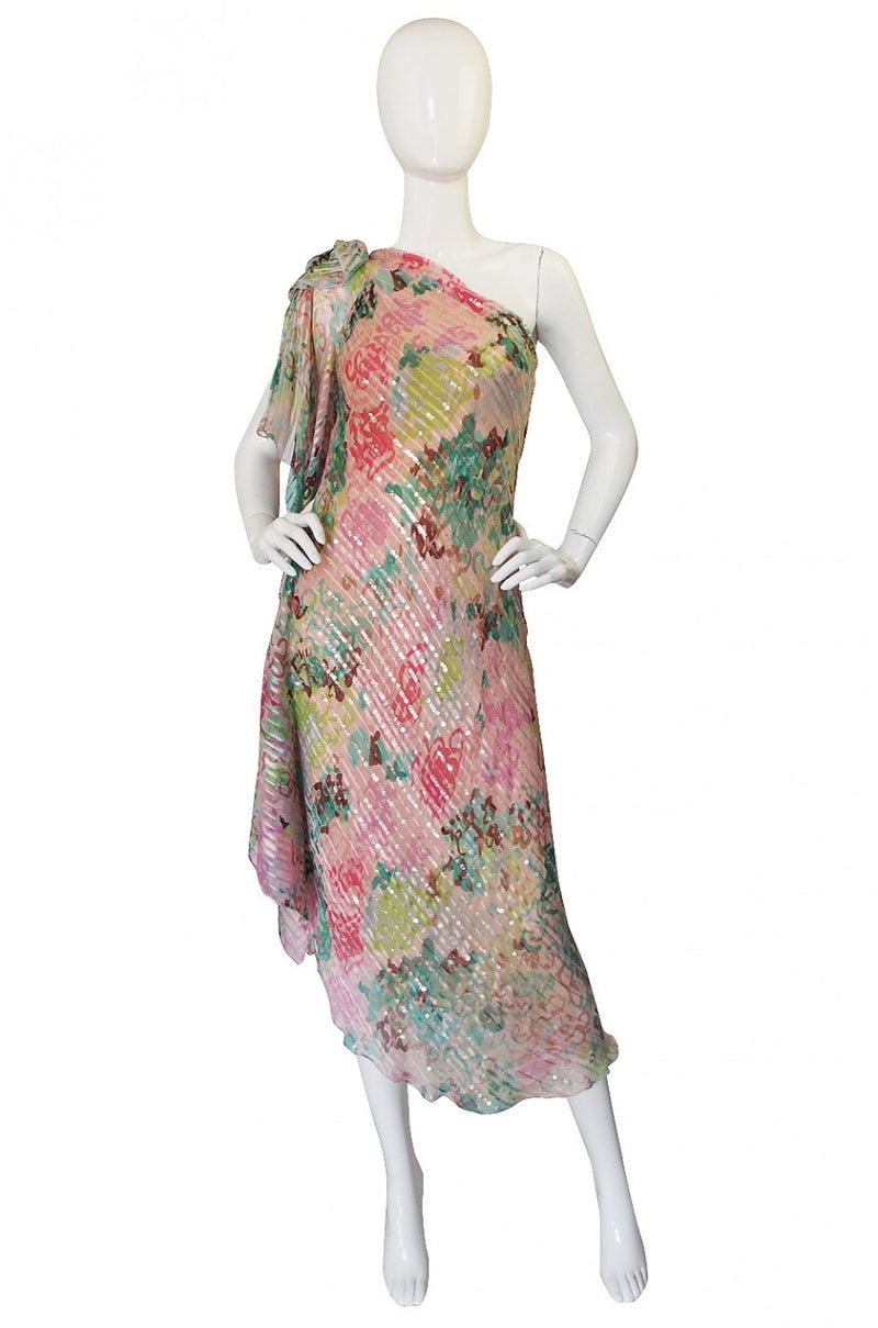 c.1983 Documented Mollie Parnis Silk Gown