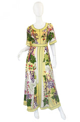 1960s Beautiful & Pristine Grapevine Printed Silk Bessi Dress