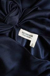 c2000s Yves Saint Laurent Midnight Blue Silk Bias Cut Dress