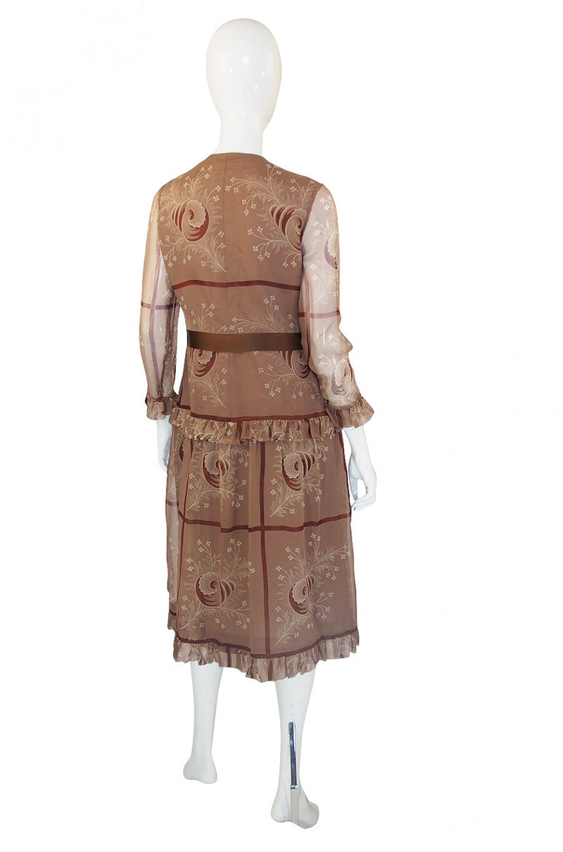 1960s Fine Barocco Silk Chiffon Day Dress