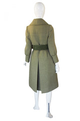 1960s Rare Philippe Venet Green Coat & Belt