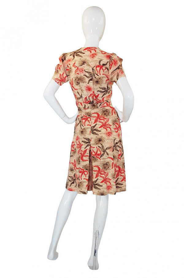 1940s Starfish Playsuit Dress with Shorts