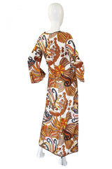 1970s Jean Allen Printed Caftan Maxi